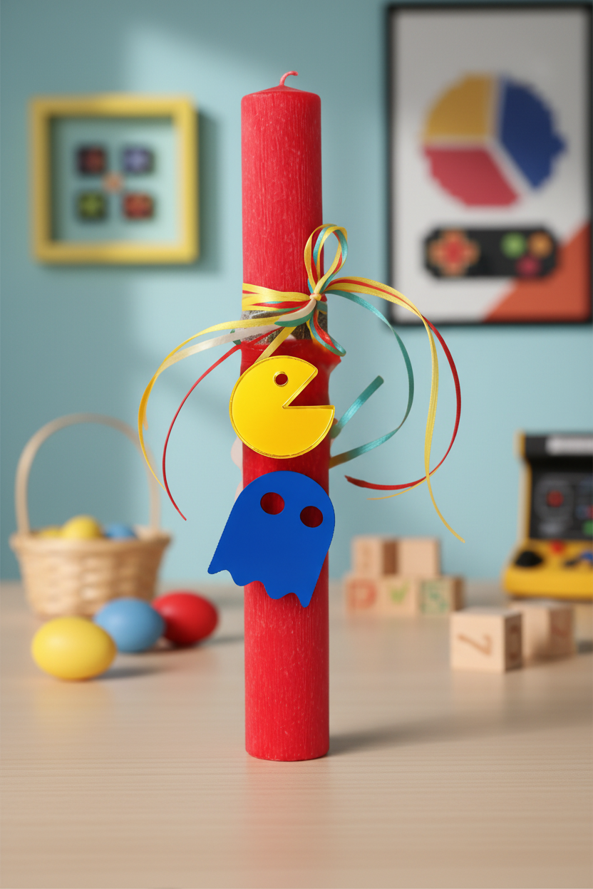 Χονδρική λαμπάδα Pacman με στοιχεία πλεξιγκλάς 4-506-0627 So Cute by Dimi