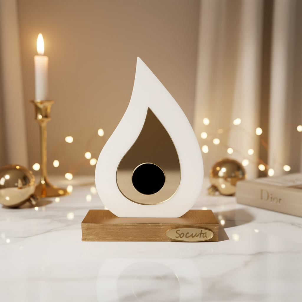 🤍✨ Γούρι Plexiglass Σταγόνα με Μάτι Χρυσό | Επιτραπέζιο Διακοσμητικό