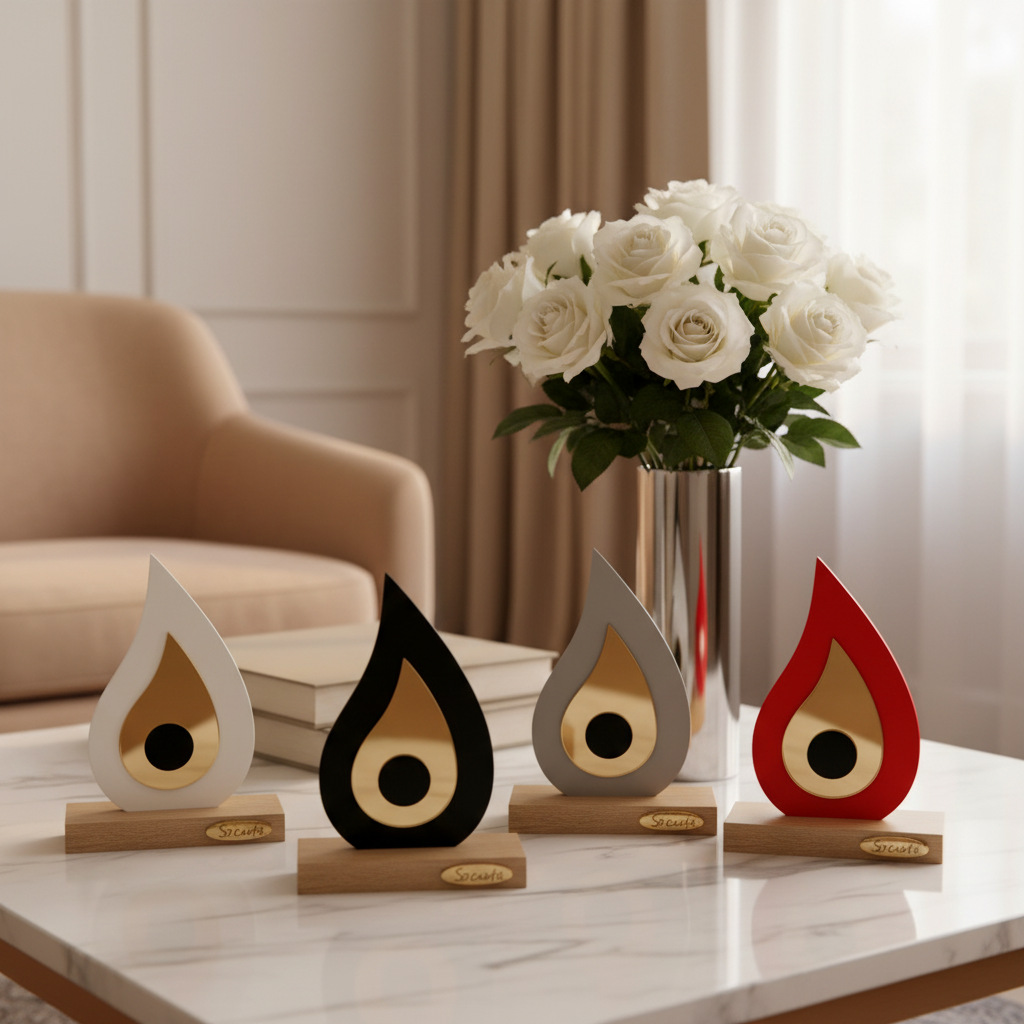 🤍✨ Γούρι Plexiglass Σταγόνα με Μάτι Χρυσό | Επιτραπέζιο Διακοσμητικό