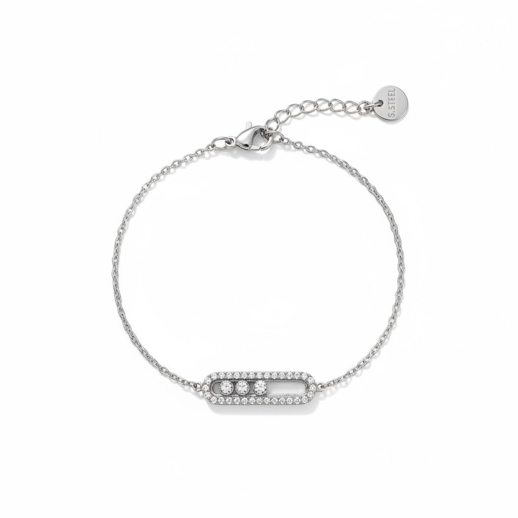 Ατσάλινο βραχιόλι Glow Line Sparkle με ζιργκόν So Cute by Dimi κωδικός 1-501-3000