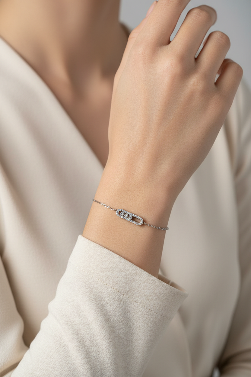 Ατσάλινο βραχιόλι Glow Line Sparkle με ζιργκόν So Cute by Dimi κωδικός 1-501-3000