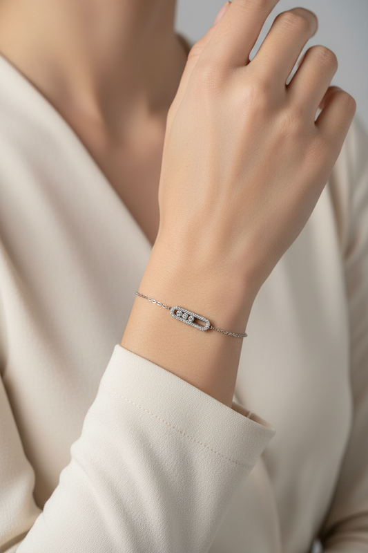 Ατσάλινο βραχιόλι Glow Line Sparkle με ζιργκόν So Cute by Dimi κωδικός 1-501-3000