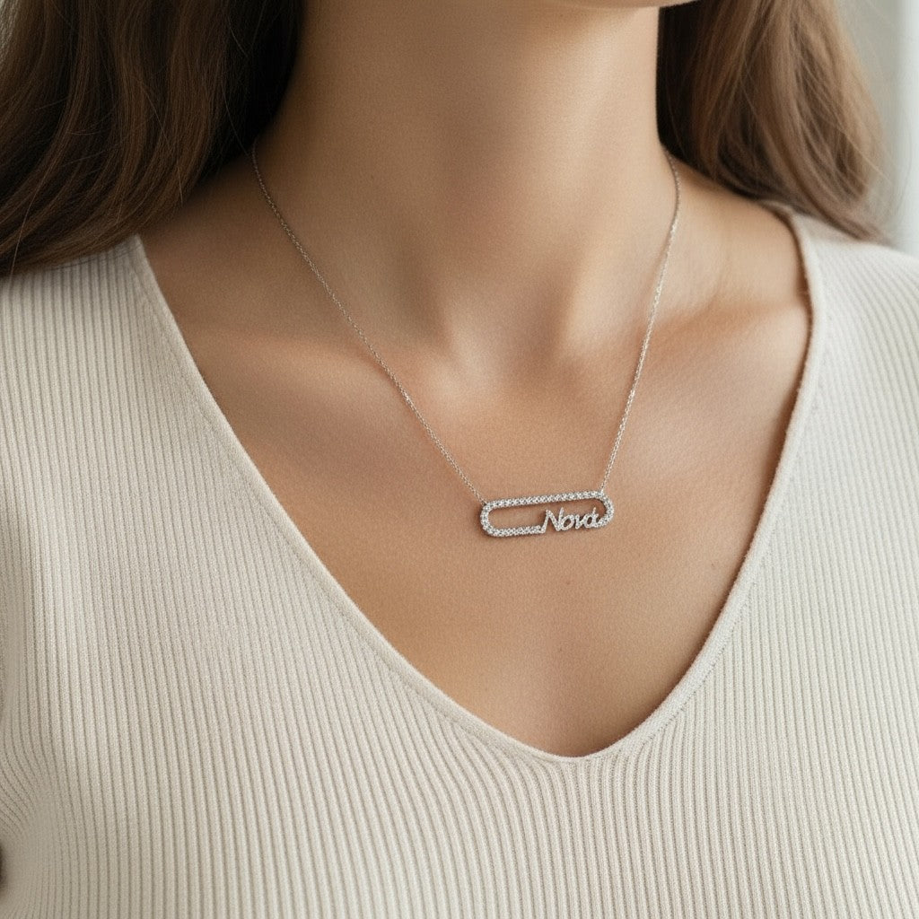 Ατσάλινο κολιέ “Νονά” με ζιργκόν σε χρυσό και ασημί – So Cute by Dimi