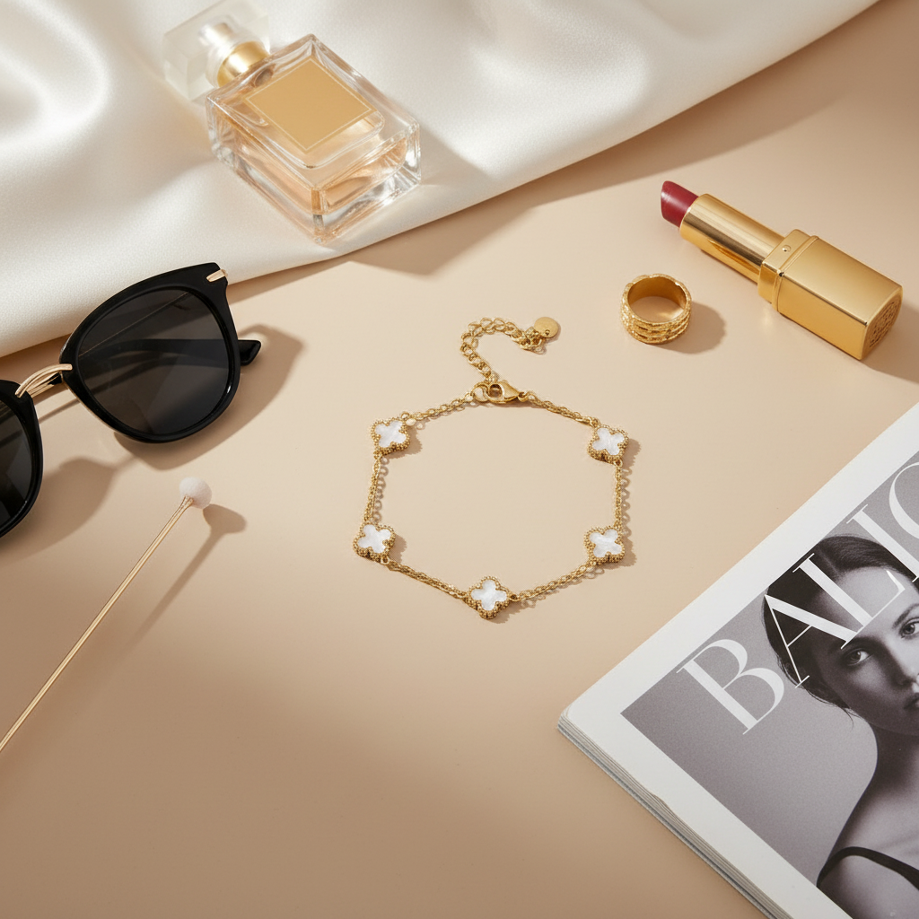 ⚡🚚 Bloom Clover Bracelet – Ατσάλινο Βραχιόλι Με Τετράφυλλα