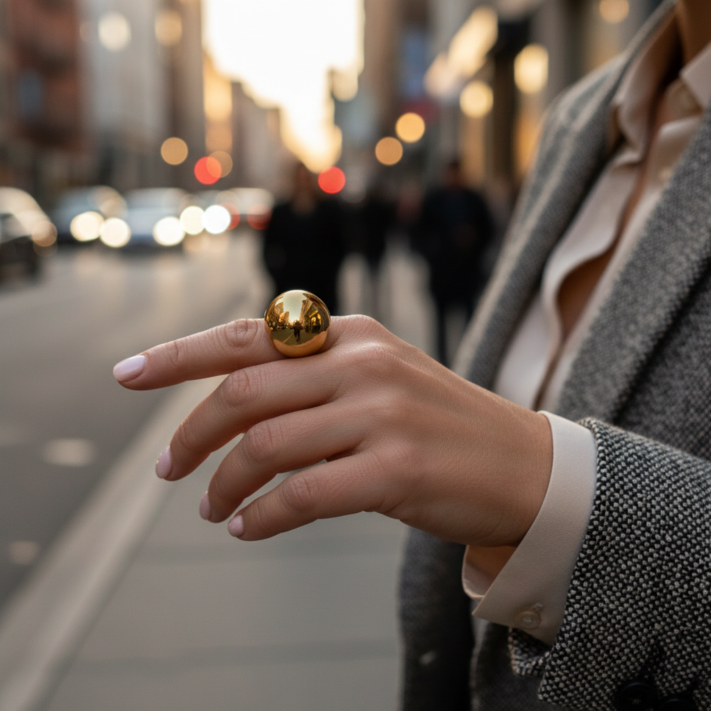 Ball Ring Max 25mm – Ατσάλινο ρυθμιζόμενο δαχτυλίδι με μεγάλη μπίλια