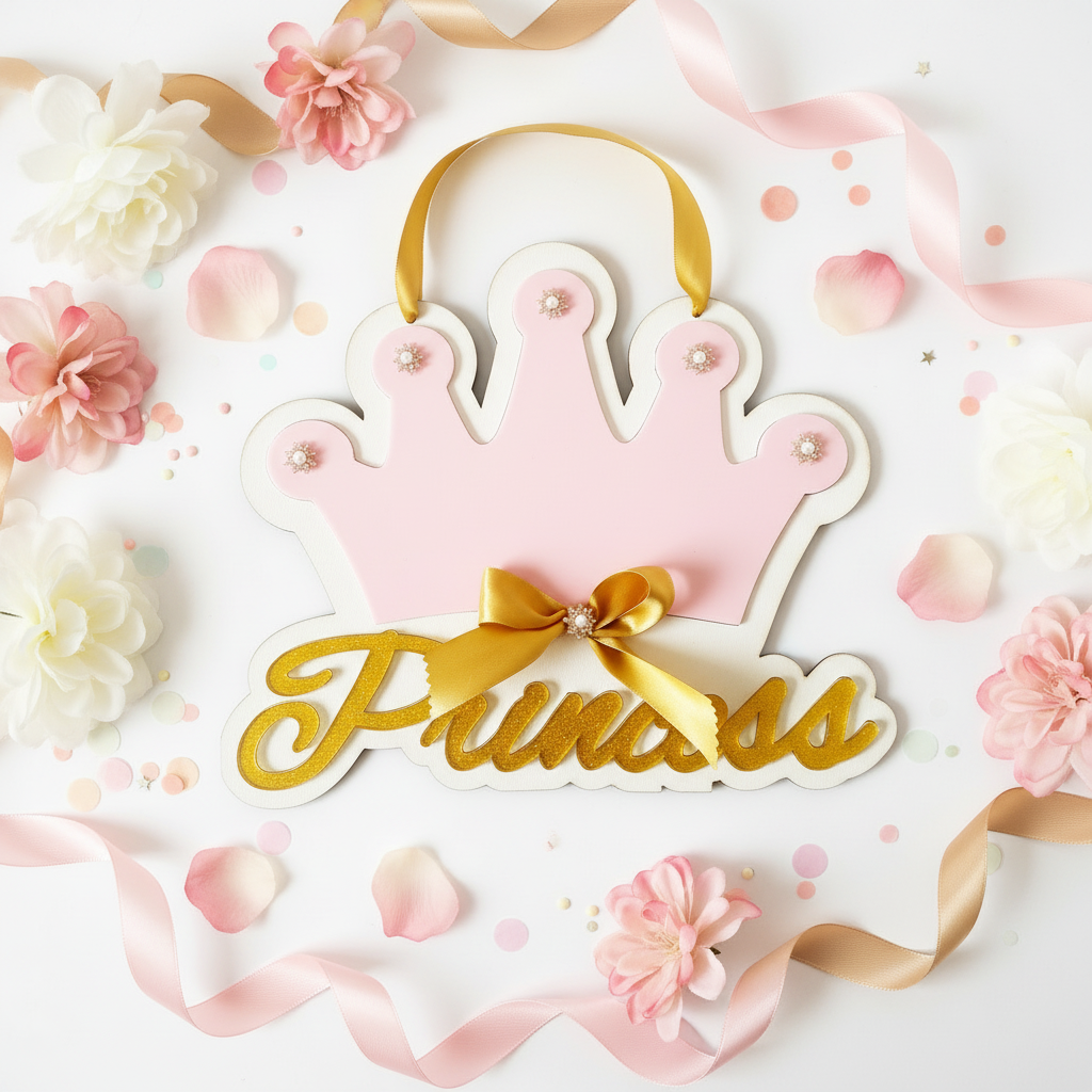 Χειροποίητο κάδρο Princess από ξύλο και plexiglass για παιδικό δωμάτιο So Cute by Dimi