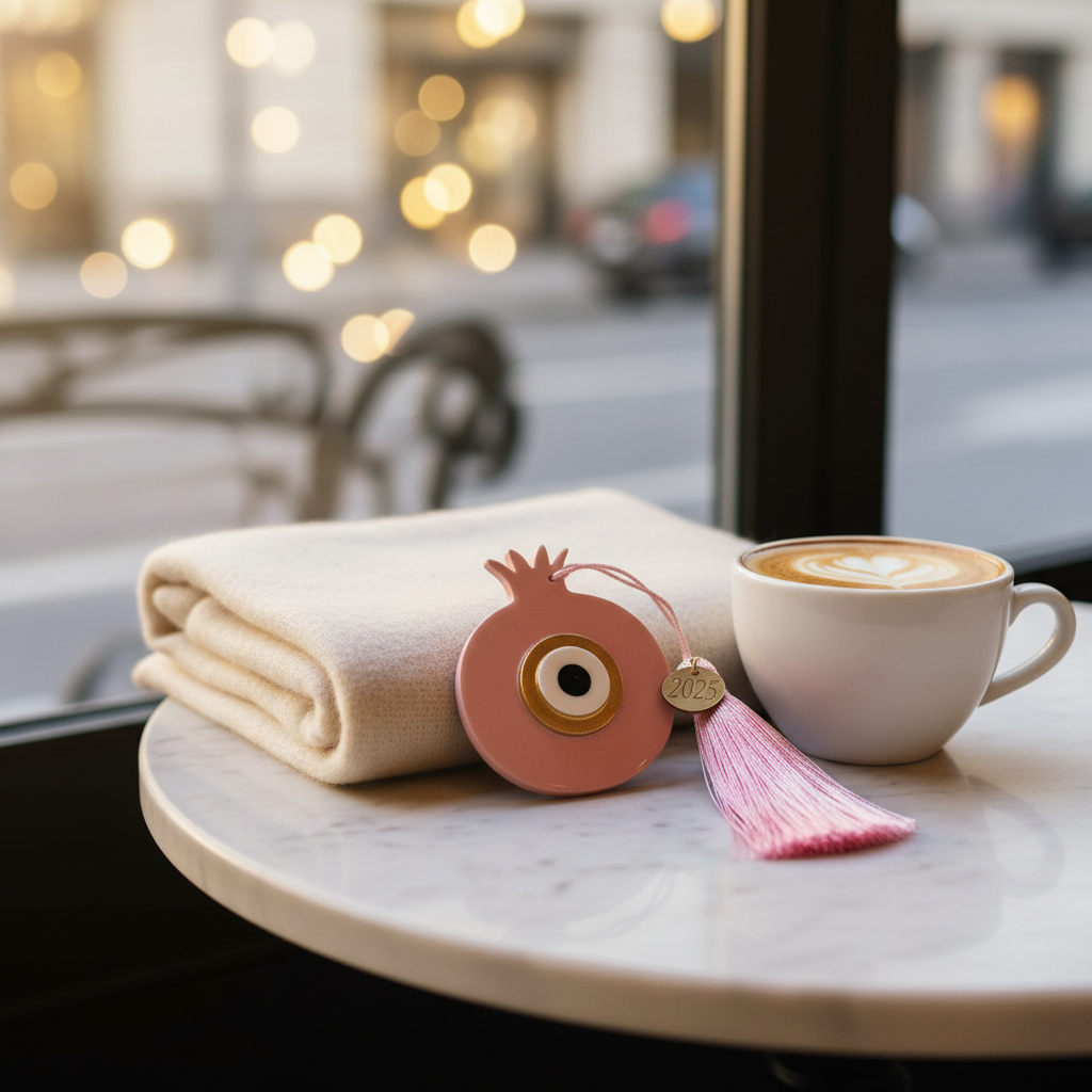 Χονδρική Γούρι Plexiglass Ρόδι με Μάτι & Φούντα 8εκ | So Cute by Dimi