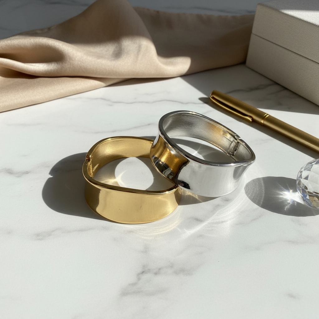 Copper bangle με κυματιστή φόρμα σε χρυσό και ασημί – So Cute by Dimi