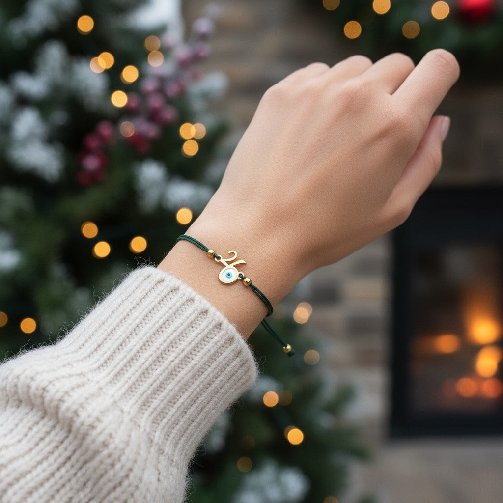 Χειροποίητο βραχιόλι γούρι 2026 με ματάκι και κορδόνι σε πολλά χρώματα – So Cute by Dimi Wholesale