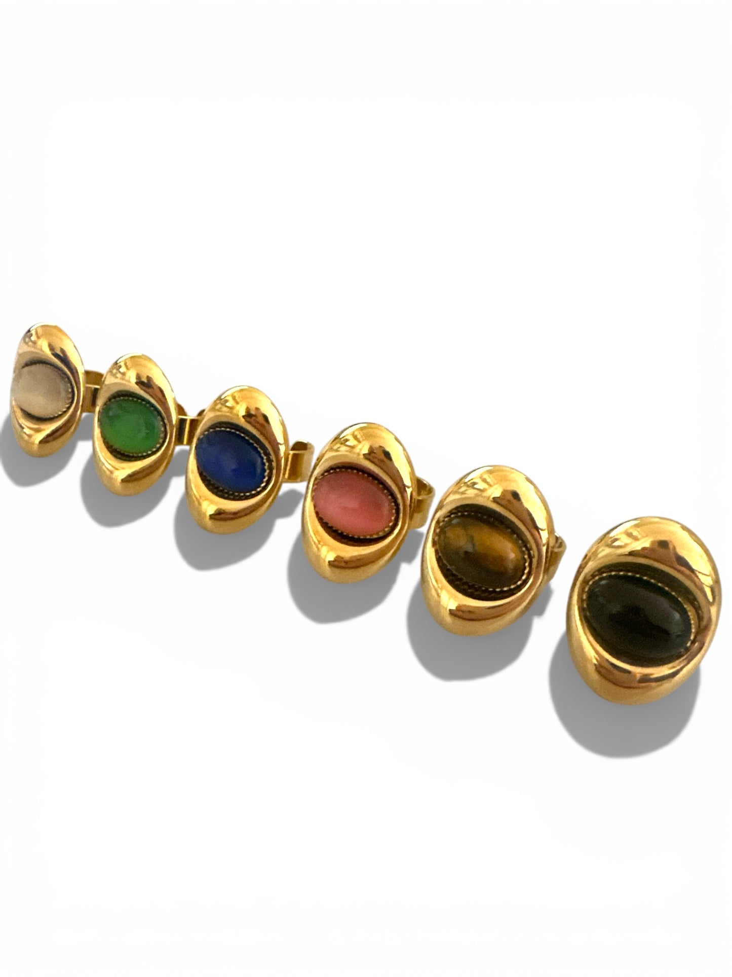 ⚡🚚 Palette Ring – Ατσάλινο Δαχτυλίδι με Ακανόνιστη Οβάλ Πέτρα