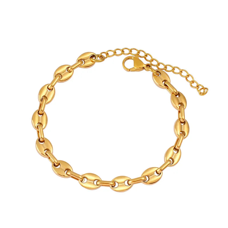 Hip-Hop Retro Solid Color 304 Stainless Steel Chain Bracelets Necklace