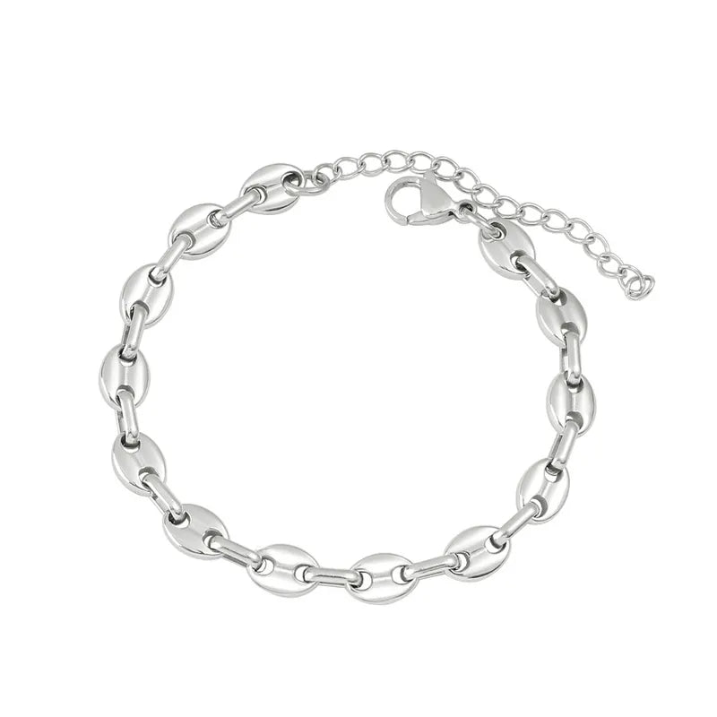 Hip-Hop Retro Solid Color 304 Stainless Steel Chain Bracelets Necklace