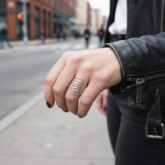 ⚡🚚Wavy Armor Ring– Ατσάλινο δαχτυλίδι με κυματιστό σχέδιο