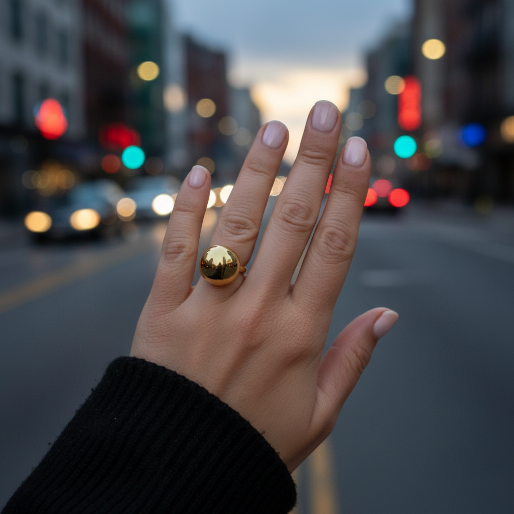 Ball Ring Mini 15mm – Ατσάλινο ρυθμιζόμενο δαχτυλίδι με μικρή μπίλια