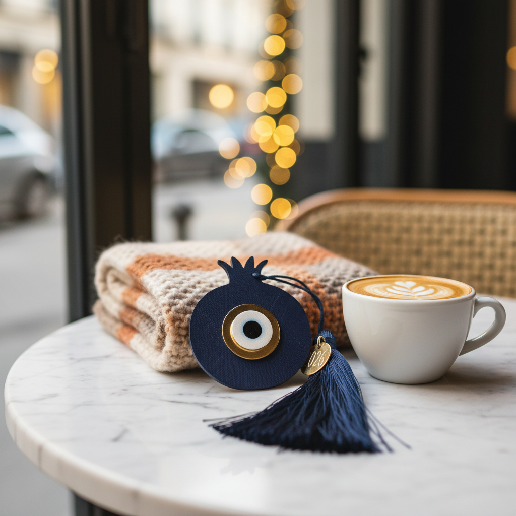 Χονδρική Γούρι Plexiglass Ρόδι με Μάτι & Φούντα 8εκ | So Cute by Dimi