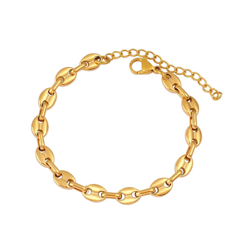 Hip-Hop Retro Solid Color 304 Stainless Steel Chain Bracelets Necklace