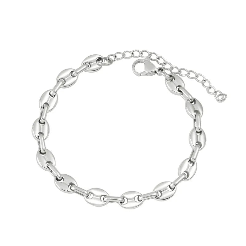 Hip-Hop Retro Solid Color 304 Stainless Steel Chain Bracelets Necklace