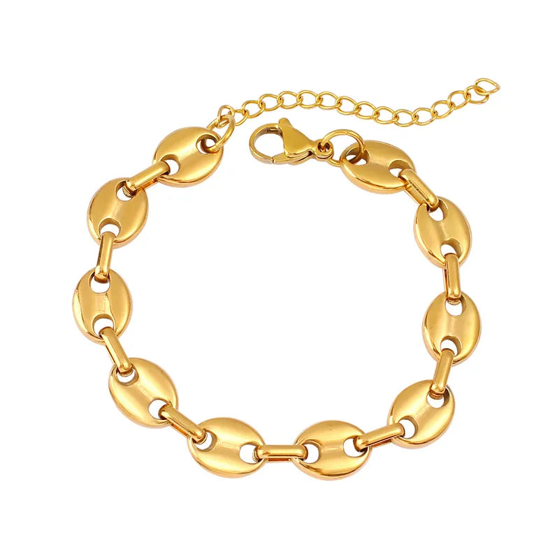 Hip-Hop Retro Solid Color 304 Stainless Steel Chain Bracelets Necklace