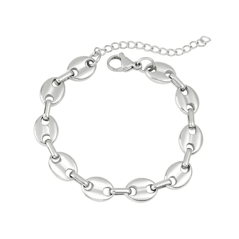 Hip-Hop Retro Solid Color 304 Stainless Steel Chain Bracelets Necklace