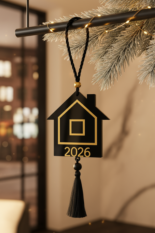 Plexiglass γούρι σπίτι 2026 μαύρο & χρυσό – So Cute by Dimi Wholesale