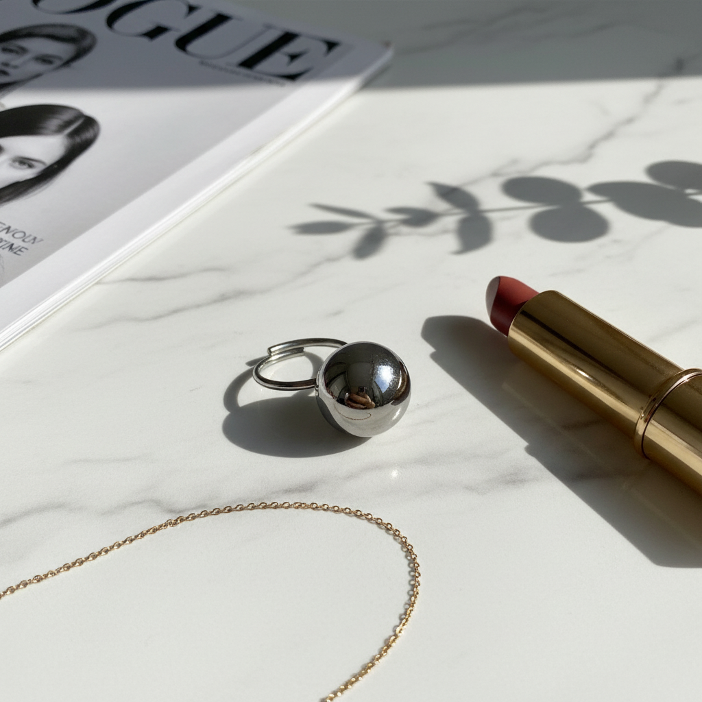 Ball Ring Mini 15mm – Ατσάλινο ρυθμιζόμενο δαχτυλίδι με μικρή μπίλια