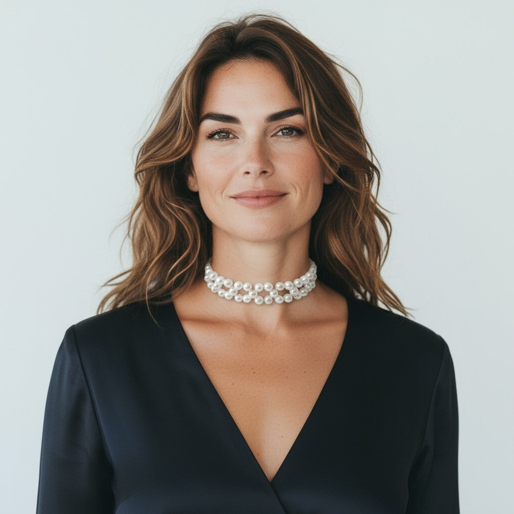 🤍✨ Double Pearl Choker Necklace