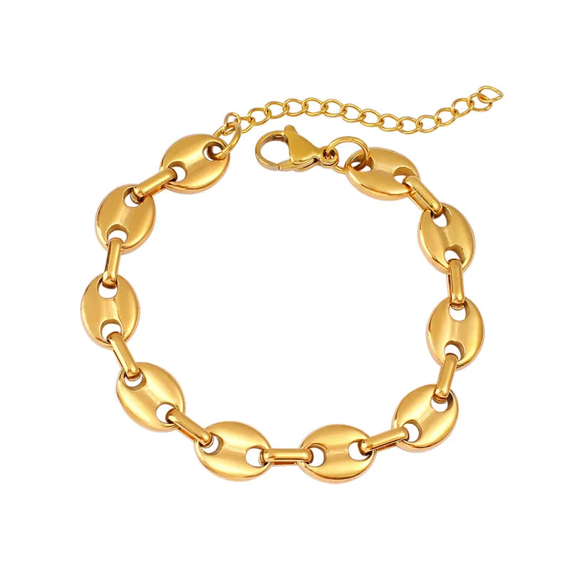 Hip-Hop Retro Solid Color 304 Stainless Steel Chain Bracelets Necklace