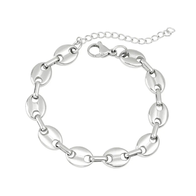 Hip-Hop Retro Solid Color 304 Stainless Steel Chain Bracelets Necklace