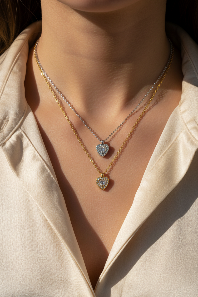 Heart sparkle necklace χονδρική από ανοξείδωτο ατσάλι So Cute by Dimi