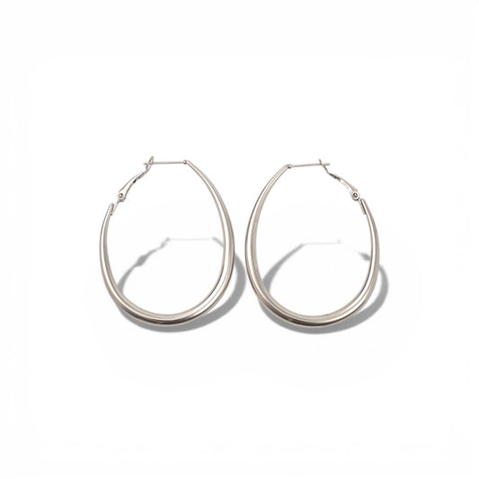 Sleek Oval Hoops 6 cm λεπτά elongated oval σκουλαρίκια κρίκοι από ανοξείδωτο ατσάλι