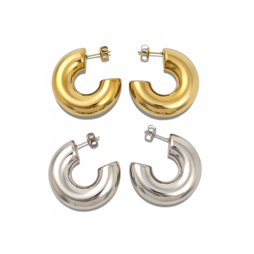 Bold Curve Hoops chunky hoops σκουλαρίκια ατσάλι