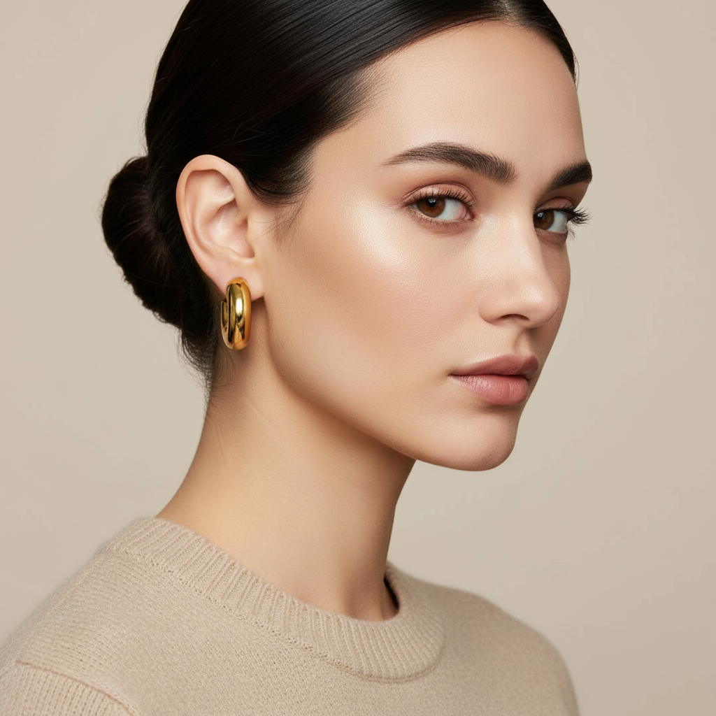 Bold Curve Hoops chunky σκουλαρίκια κρίκοι από ανοξείδωτο ατσάλι σε χρυσό φινίρισμα