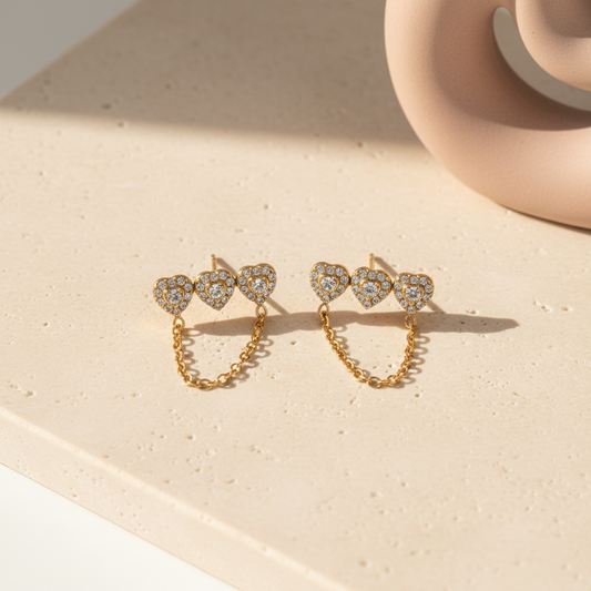 Heart chain stud earrings χονδρική από ανοξείδωτο ατσάλι So Cute by Dimi