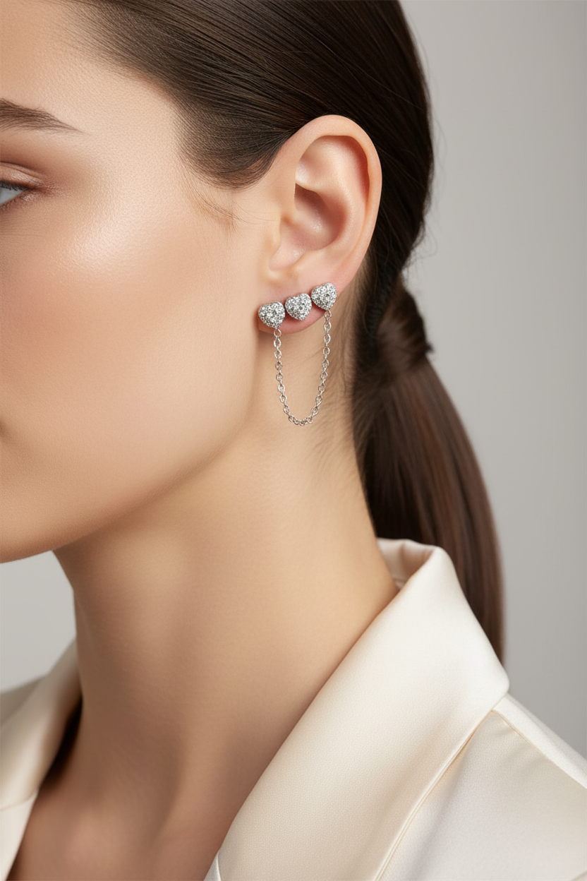 Heart chain stud earrings χονδρική από ανοξείδωτο ατσάλι So Cute by Dimi