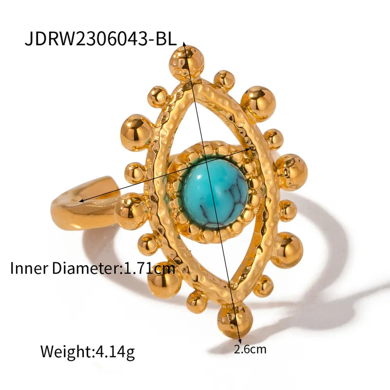 Devil'S Eye Stainless Steel Plating Inlay Artificial Gemstones 18K Gold Plated Ring