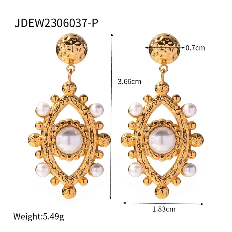 Devil'S Eye Stainless Steel Plating Inlay Artificial Gemstones 18K Gold Plated Earrings