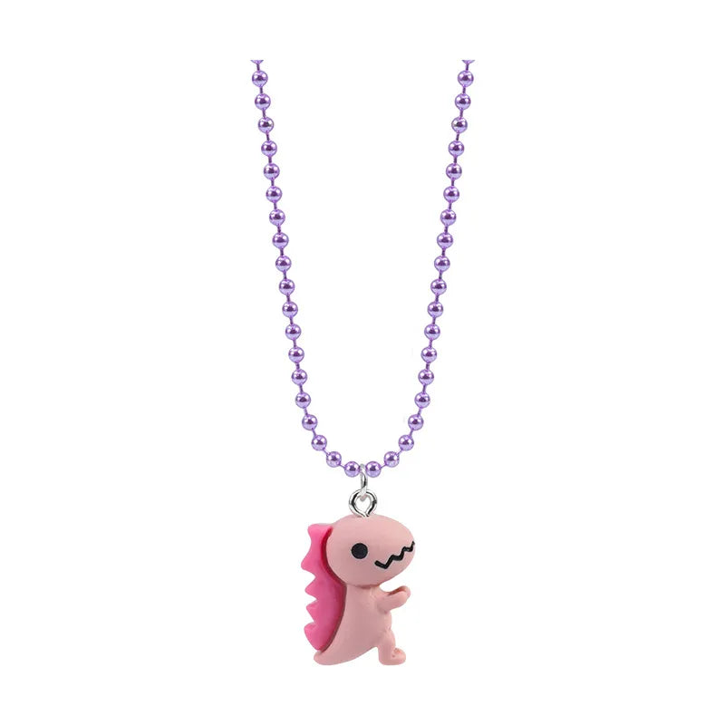 Cute Dinosaur Plastic Resin Children Rings Necklace