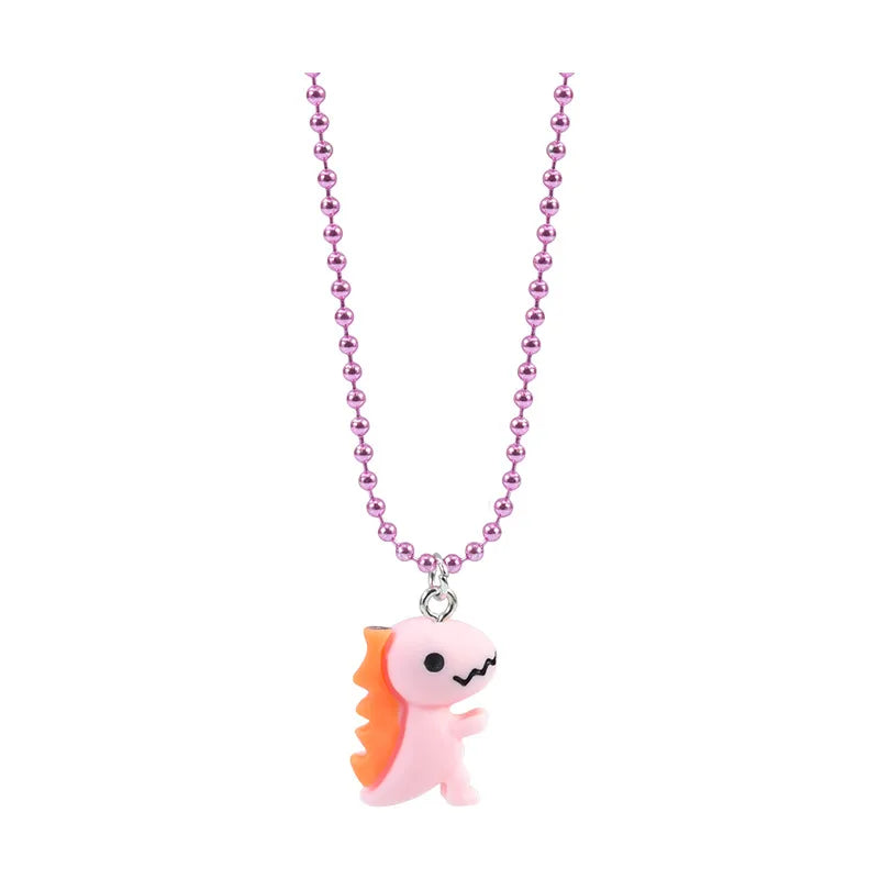 Cute Dinosaur Plastic Resin Children Rings Necklace