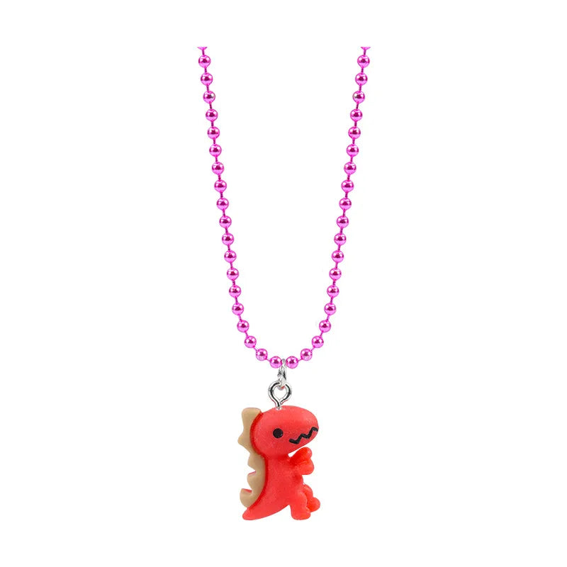 Cute Dinosaur Plastic Resin Children Rings Necklace