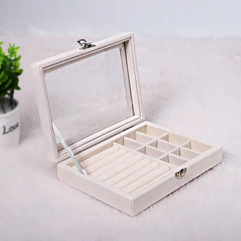 Classic Style Solid Color Flannel Jewelry Boxes