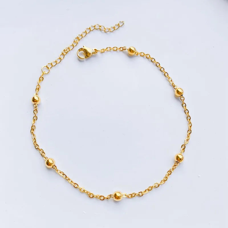 Beach Stainless Steel Plating 18k Gold Plated Women's Anklet, pack of 2