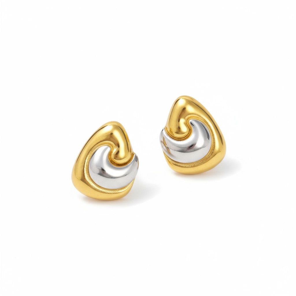 Χονδρικά σκουλαρίκια Abstract Swirl από ατσάλι σε χρυσό, ασημί και διχρωμία