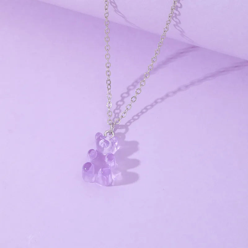 Cute Bear Resin Plating Girl's Necklace