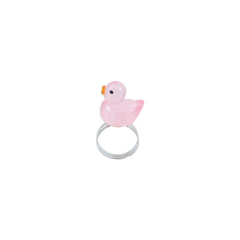 Cute Duck Plastic Resin Children Rings Necklace