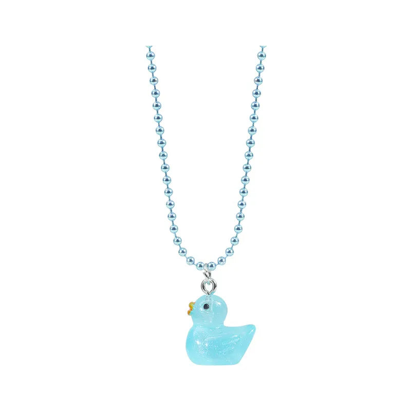 Cute Duck Plastic Resin Children Rings Necklace