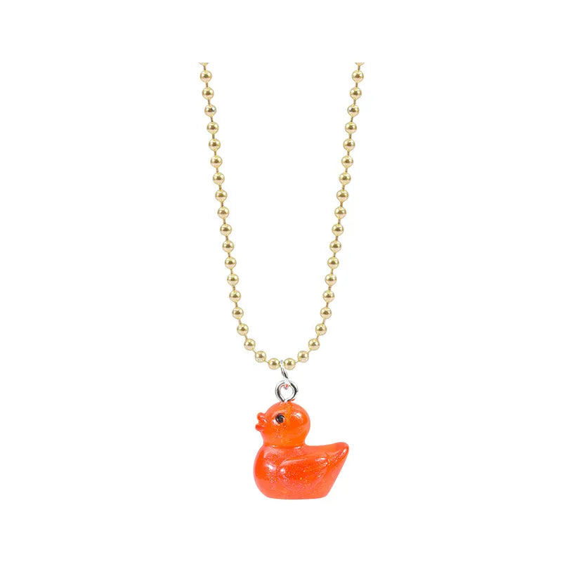 Cute Duck Plastic Resin Children Rings Necklace