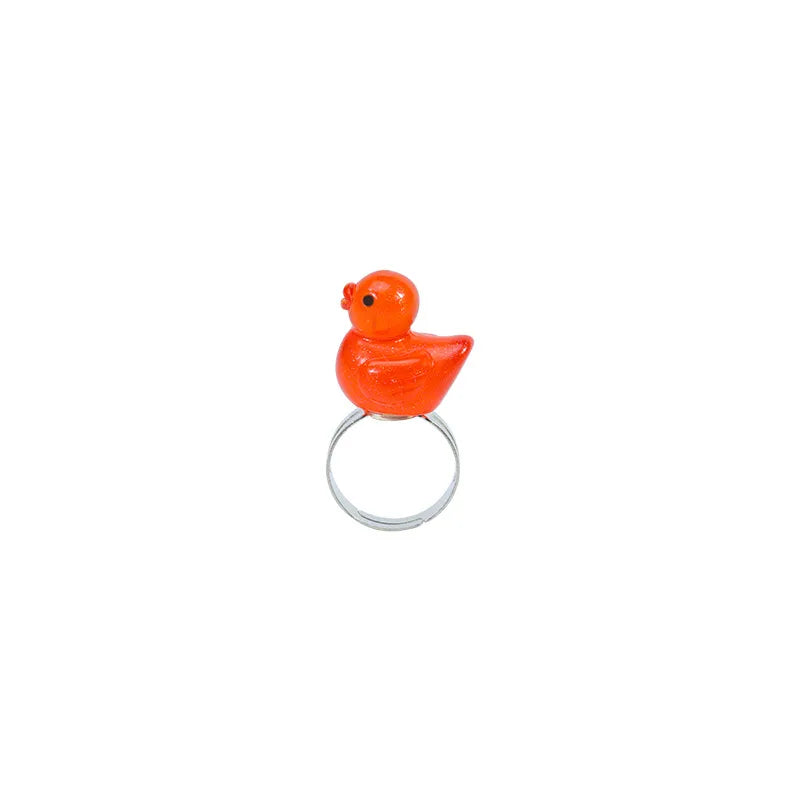 Cute Duck Plastic Resin Children Rings Necklace