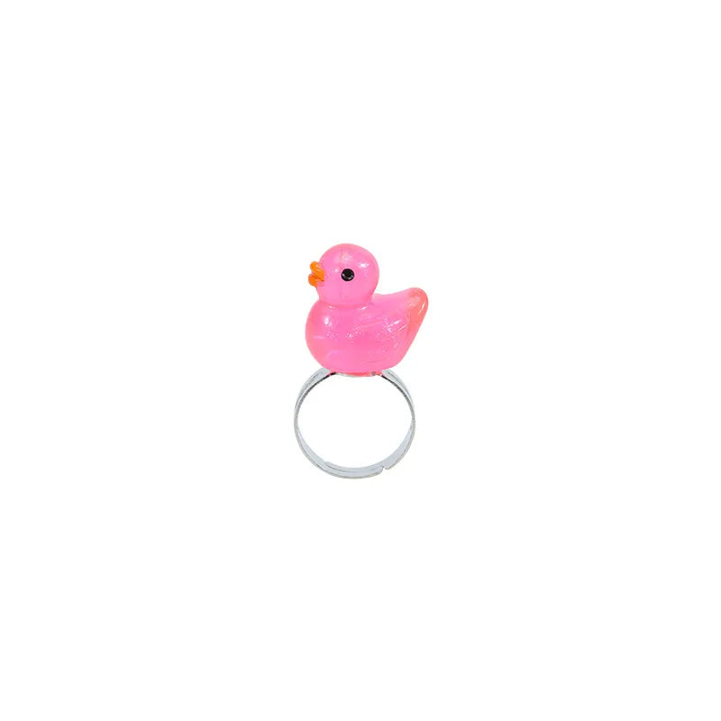 Cute Duck Plastic Resin Children Rings Necklace