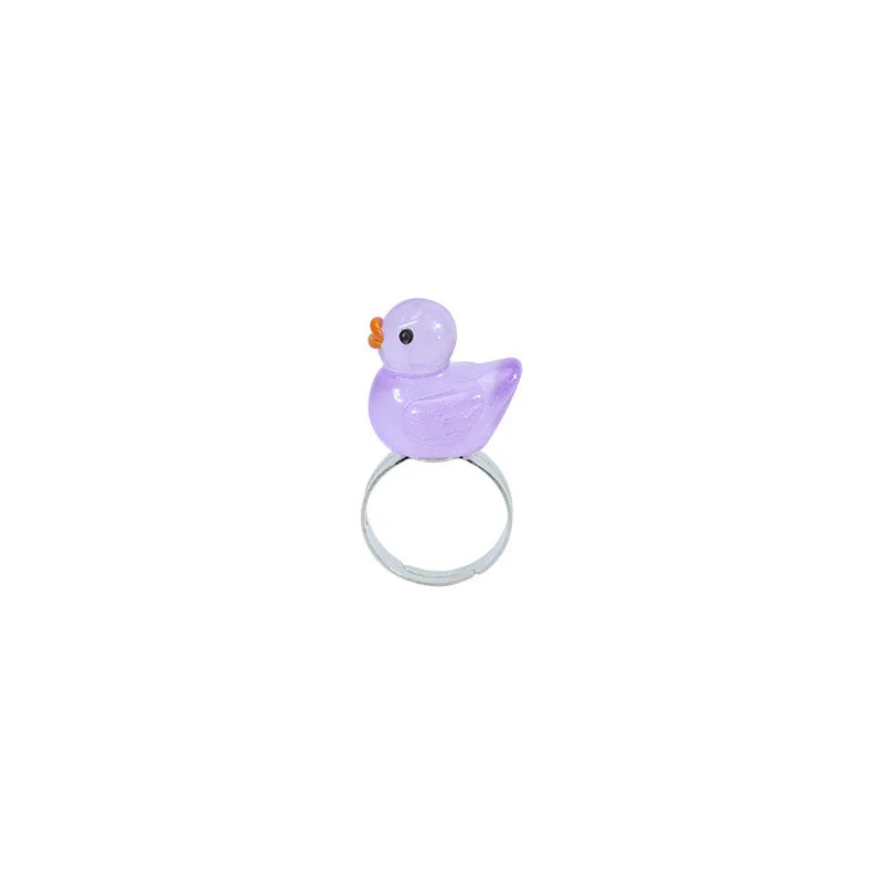 Cute Duck Plastic Resin Children Rings Necklace