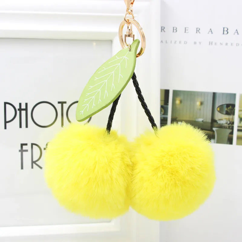 Cute Sweet Cherry Plush Women's Bag Pendant Keychain